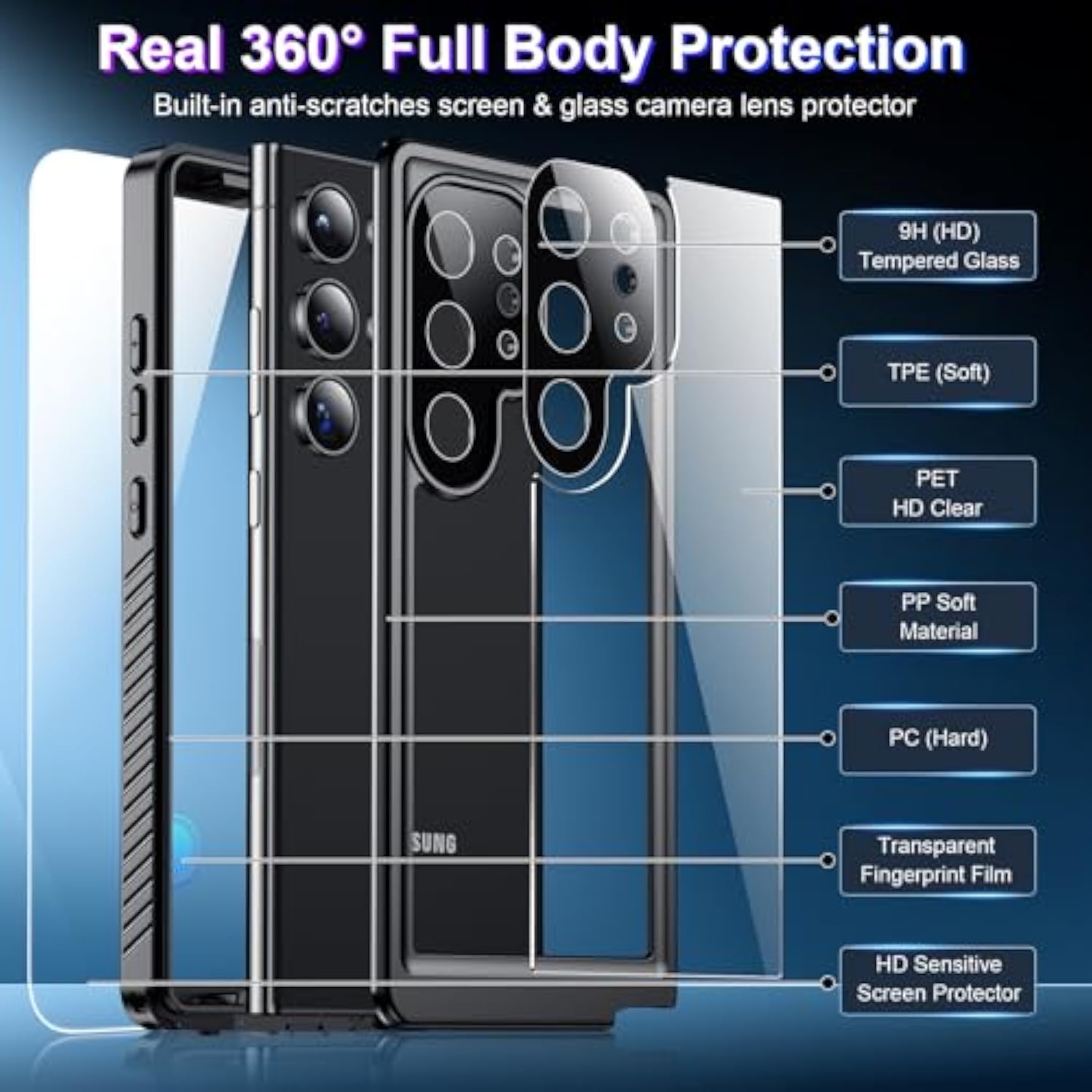 2025 New For Samsung Galaxy S24 Ultra Case Waterproof, [Built-In Camera & Screen Protector][ Grade Shockproof][Ip68 Underwater][Dustproof][Dropproof] Full Body Phone Case For S24 Ultra 6.8"