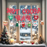 Christmas Hot Cocoa Bar Banner Red Glitter Garland Santa Snowman Gingerbread
