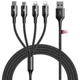 Multi Usb Charger Cable 2Pack [4A,10Ft ] 4 In 1 Usb Fast Charging Cable With Ip/Type C/Micro Usb Ports Adapter For Phone 14/13/12/11/X/8/7/6/Samsung/Pixel/Htc/Lg/Huawei/Sony/Tablets.