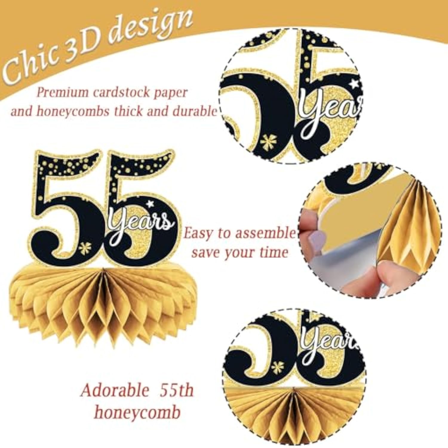 9 Pieces 55Th Birthday Decorations 55Th Birthday Centerpieces For Tabl