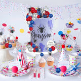 Spider Cake Topper Spider Web Cupcake Decorations Spiders Theme Cake Decor Glitter Happy Birthday Toppers Stars Red Silver Blue Balls Cupcake Topper For Boys Men Baby Shower Party Supplies