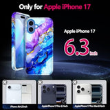 Marble Women Girls Case for iPhone 17 6.3 inch, Compatible with MagSafe, Military Grade Drop Test, Full Body Protection Slim Shockproof Rugged Case, Azure Blue
