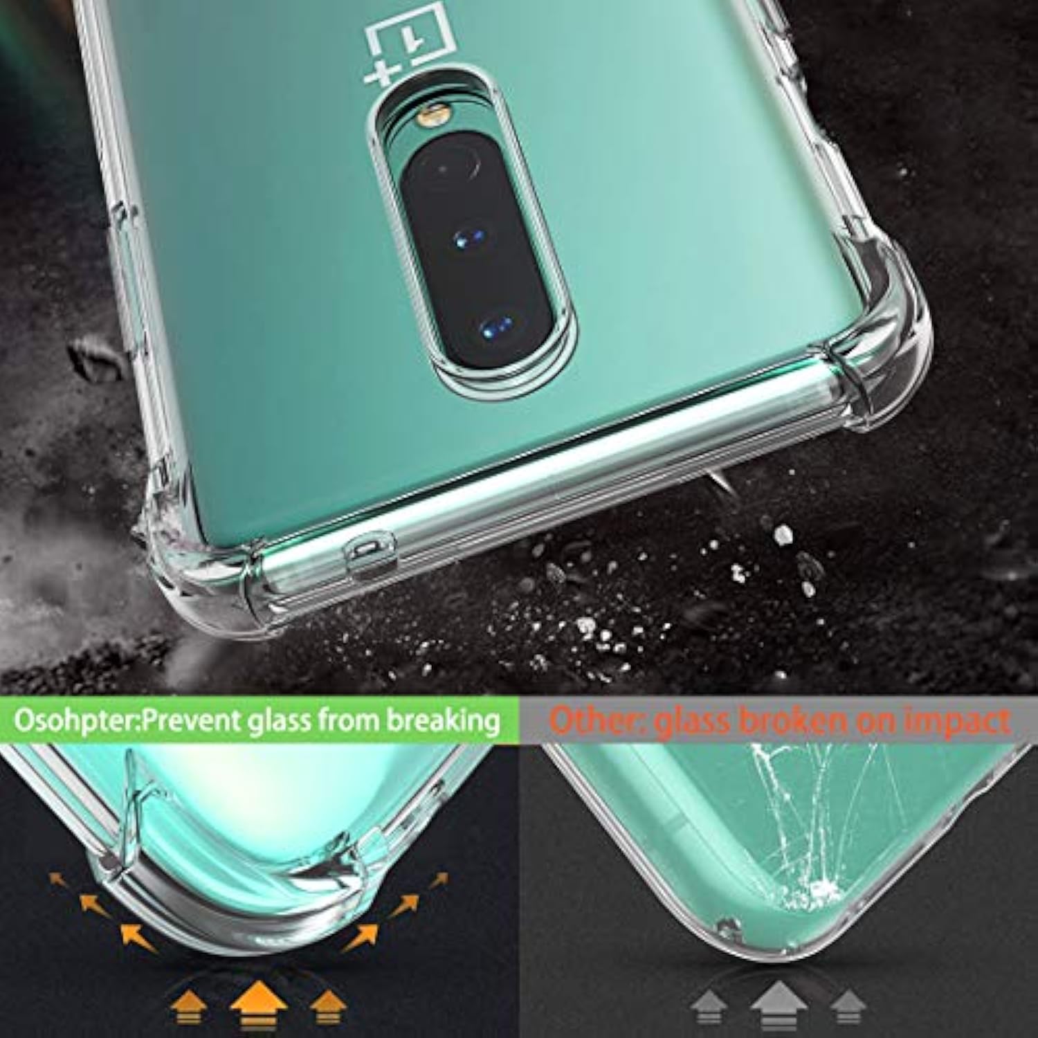 For Oneplus 8 Case [Not Compatible With Oneplus 8T],Clear Transparent Reinforced Corners Tpu Shock-Absorption Flexible Cell Phone Cover For One Plus 8(Clear)