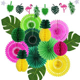 Hawaiian Party Decorations, Tropical Birthday Party Supplies Flamingo And Palm Leaves Banner Tissue Paper Fan Pineapple Honeycomb Ball For Summer Luau Bachelorette Party