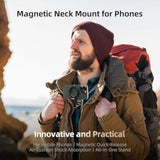 Telesin Magnetic Neck Mount For Phones, Neck Cell Phone Holder Pov/Vlog Selfie Mount Hand Free Phone Neck Holder Chest Stand Strap Video Recording For Iphone 16 15 14 13 12 Seires Android Phones Gray