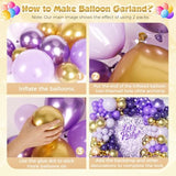 Purple & Gold Balloon Garland Kit: 151-Piece Lavender, Lilac Party Decor
