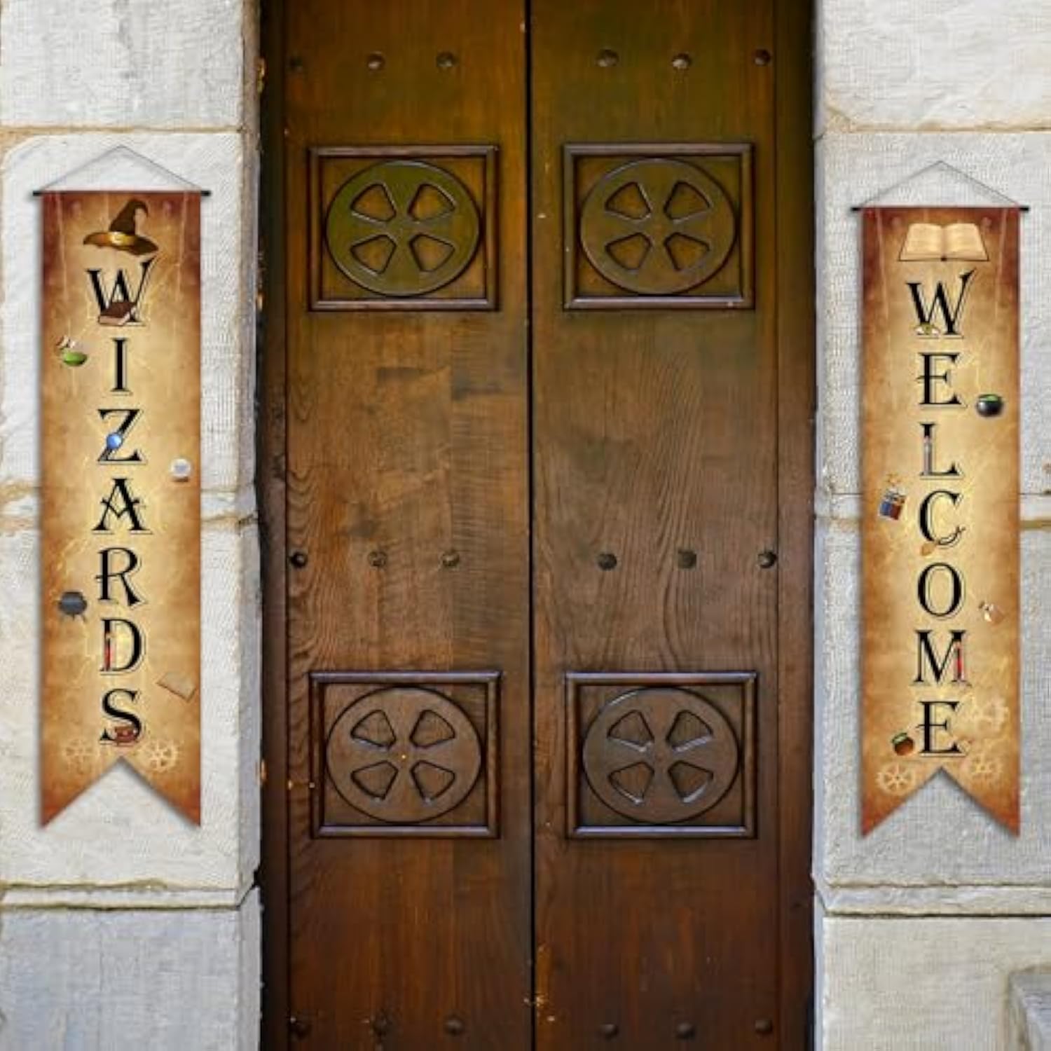 Wizards Porch Signs Magical Wizard Banner Door Sign Sets 47.2 X 11.8 Inch Halloween Hanging Banner Decorations For House Door Backdrop Photography Birthday Party Supplies