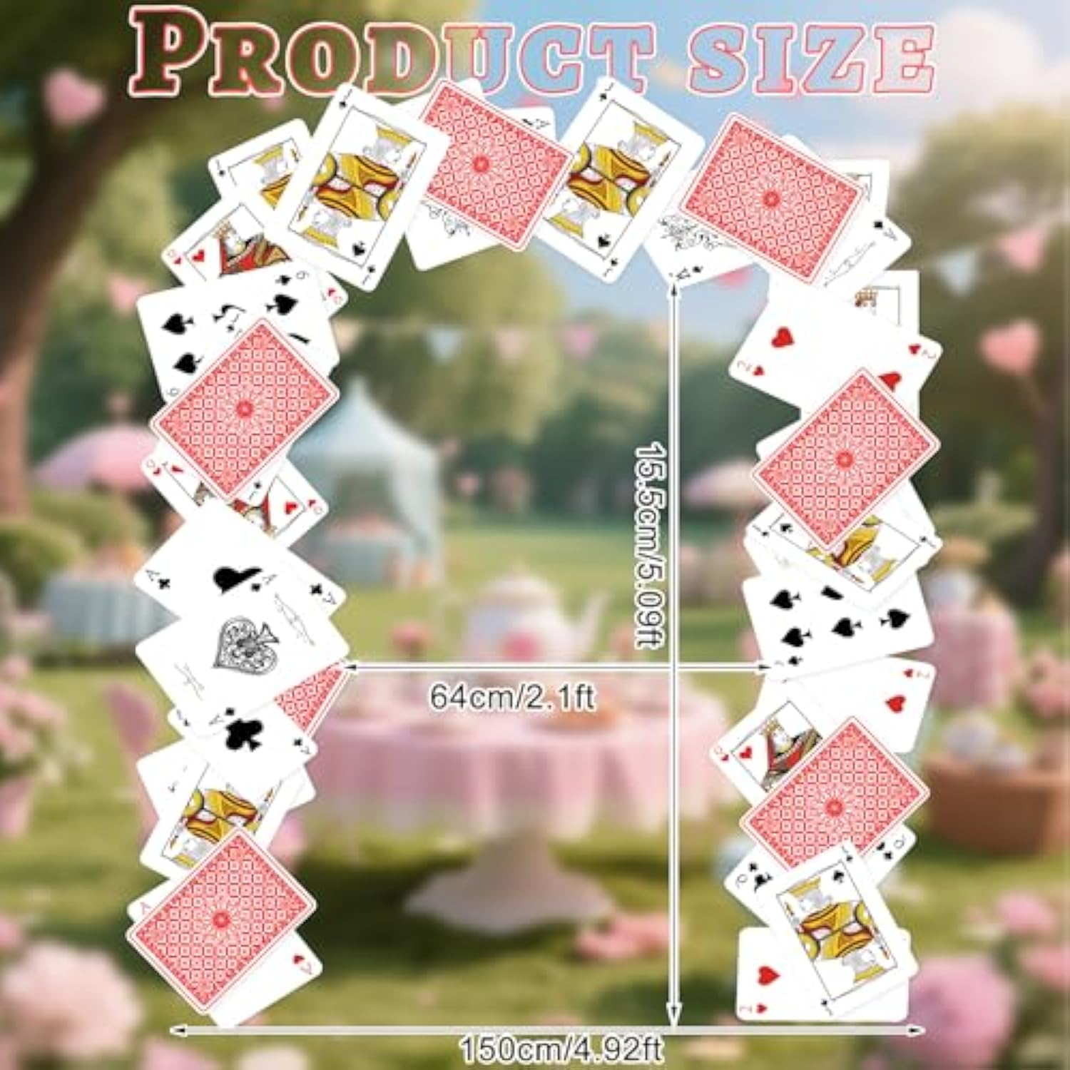 Wonderland Tea Party Decor 6.56x4.9 Ft Poker Cards Banner & Photo Booth Props