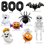 Halloween Foil Balloon Set: Ghost, Spider, Pumpkin, Bat, BOO - 12PCS