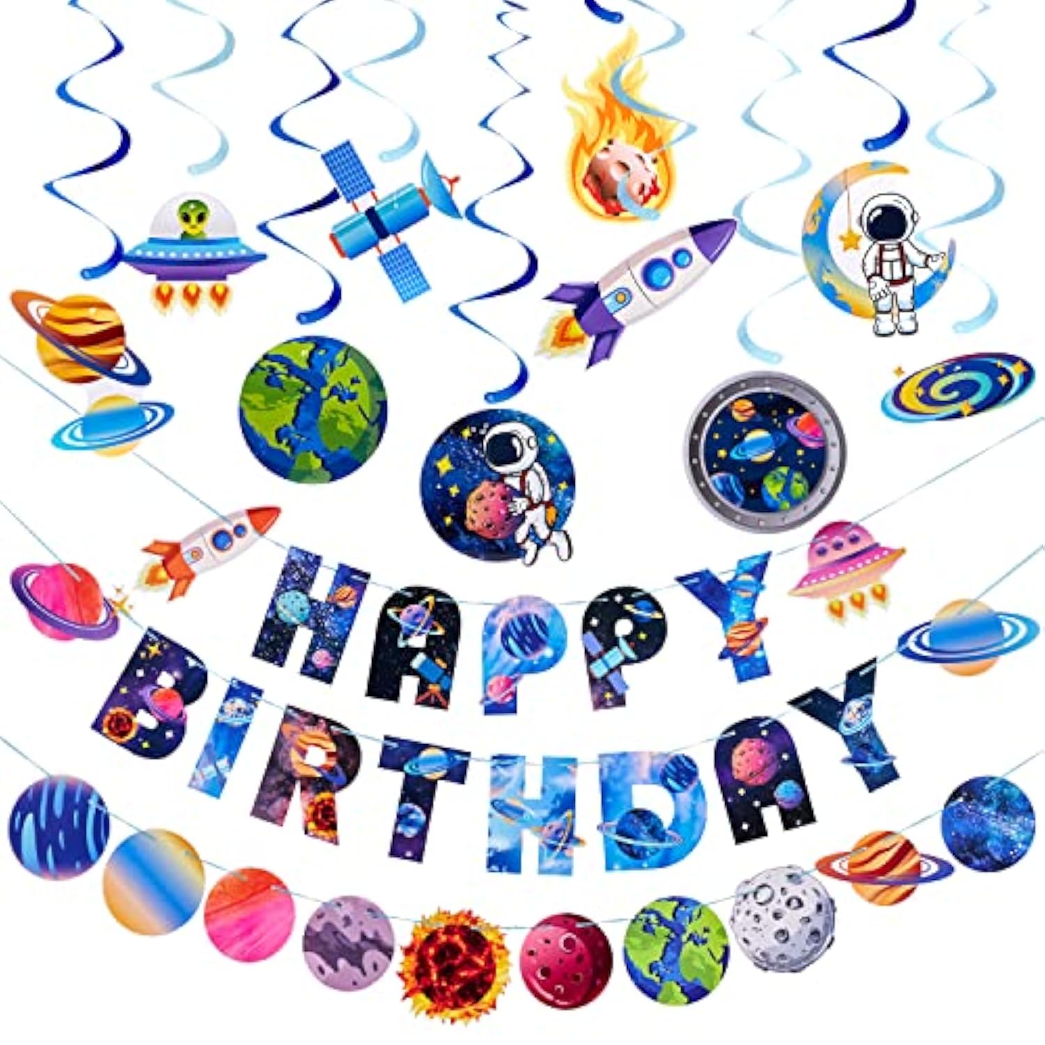 37Pcs Galaxy Birthday Decorations Kit - Solar System, Outer Space, Galaxy Party Supplies & Themed Party Favors