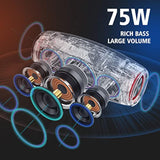 Bluetooth Speaker, Speakers Bluetooth Wireless,Waterproof,Portable Speaker With 75W Loud Stereo Sound,Deep Bass,Eq,Ipx6,20H,Outdoor Speakers Large For Party,Beach,Camping,Black