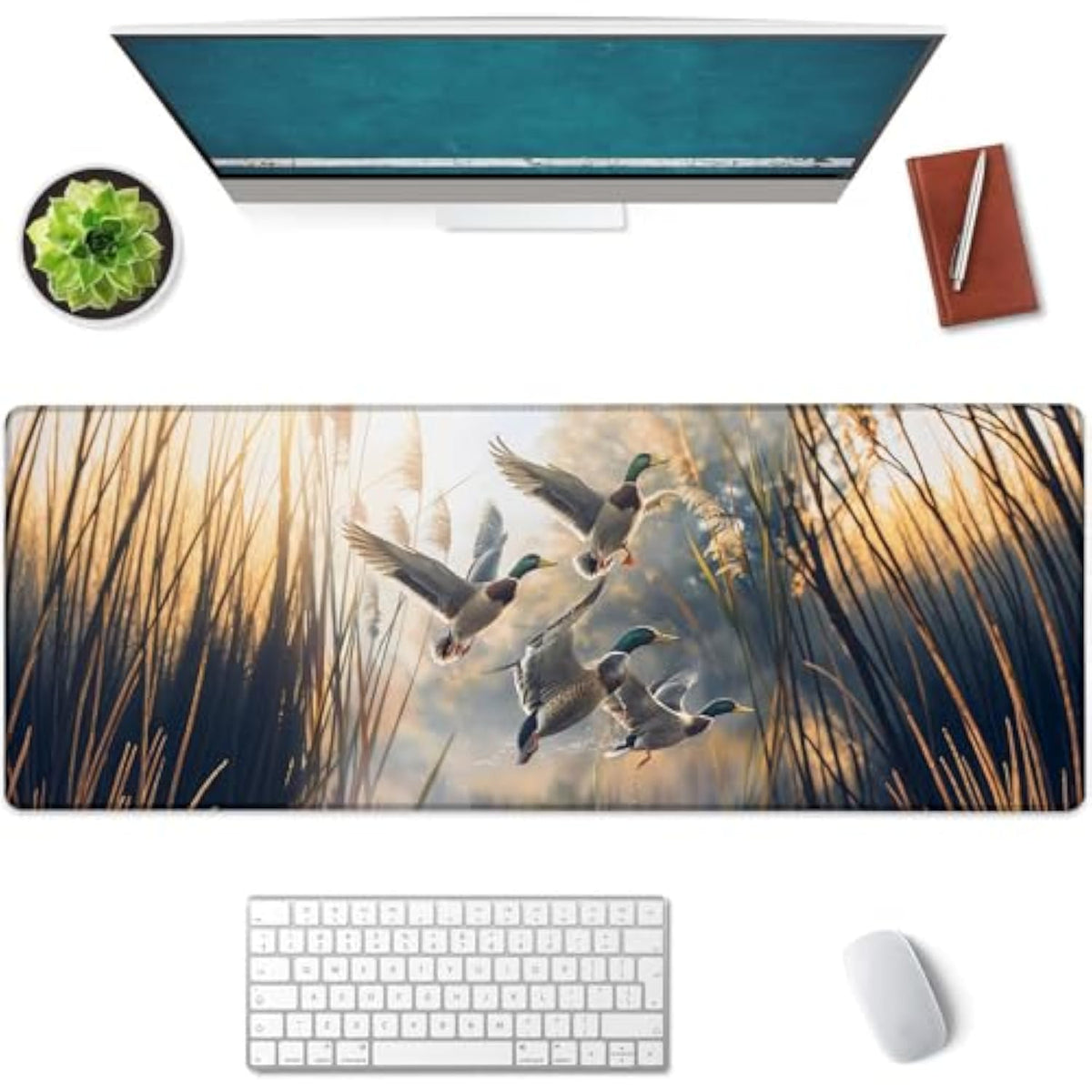 Mallard Ducks Large Mouse Pad, Gaming Mouse Pad, Keyboard Mat, Non-Slip Rubber Base, Office Accessories, Desk Mat, Mousepads For School, Work, Home Decor Gifts 31.5" X 11.8"