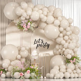 114Pcs White Sand Balloons Different Sizes Pack, 18 12 10 5 Inches Cream Beige Sand White Latex Balloon Garland Arch For Birthday Graduation Anniversary Boho Wedding Baby Shower Decoration