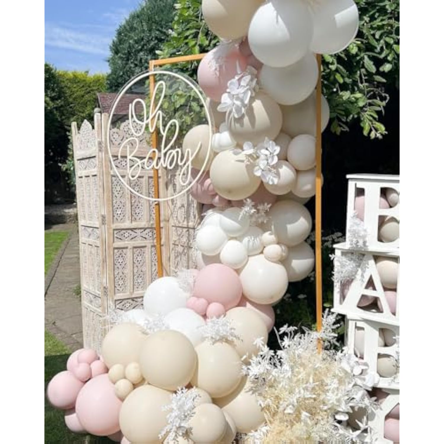 Fog Pink Sand White Boho Ballloons, 144Pcs Blush Beige White Pink Balloons For Girl Women Baby Shower Bride Shower Party Decorations……
