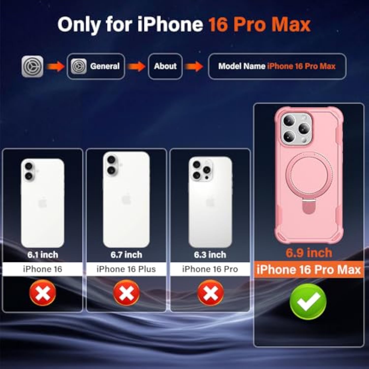 Designed For Iphone 16 Pro Max Case With Magnetic Stand [Military Drop Protection][Compatible With Magnet] Shockproof 16 Pro Max Phone Case With Ring Holder, Pink