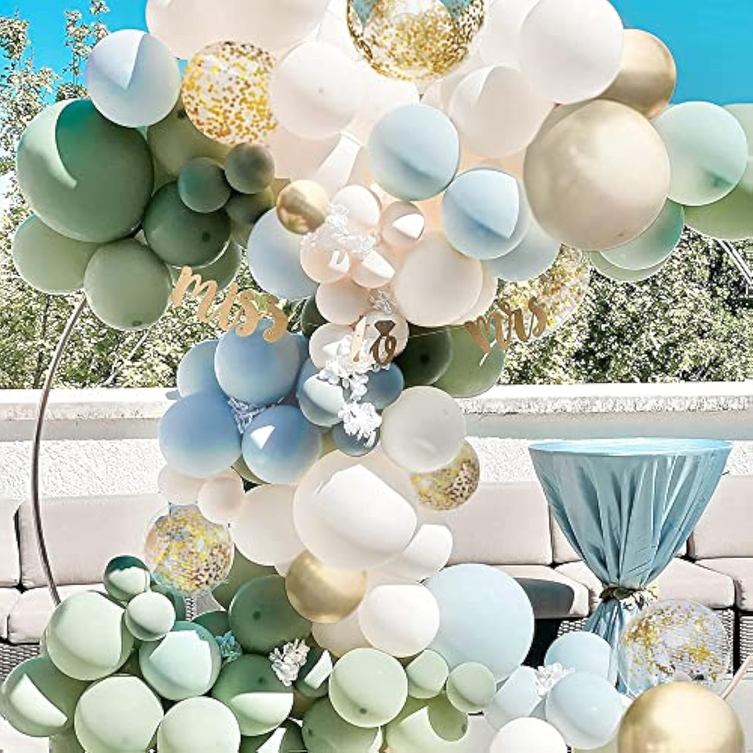 Sage Green And Blue Balloon Garland Kit With Arch Kit, 18 10 5 Inch Ba
