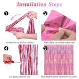 2 Pack Glitter Pink Backdrop, 3.28 Ft X 7.05 Ft Birthday Party Decorations, Laser Pink Fringe Curtains Foil Streamer Tinsel, Pink Curtains Photo Backdrop Happy Birthday Valentines Day Backdrop