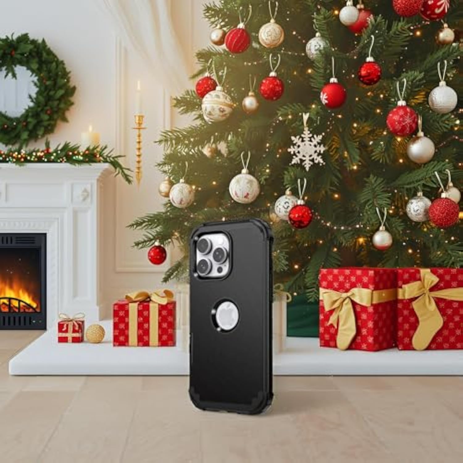 For Iphone 16 Pro Max Case With Screen Protector, 3 In 1 Shockproof Slim Fit Hybrid Heavy Duty Hard Pc Cover Soft Silicone Bumper Full Body Anti-Fingerprint Case, Black