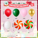 60pcs Christmas Balloons Set Red Green Pink Gold Foil & Latex Party Decor