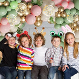 Sage Green Pink Balloon Arch Kit, Olive Green Light Pink Sand White Blush Metallic Gold Balloons With Gold Confetti Balloons For Girl Birthday Woodland Baby Shower Jungle Safari Decorations