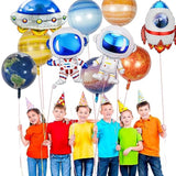 16 Pieces Galaxy Space Balloons - Large Outer Themed Decorations Rocket Spaceship Astronaut Planet Foil Balloons For Kids Birthday Baby Shower Party Supplies
