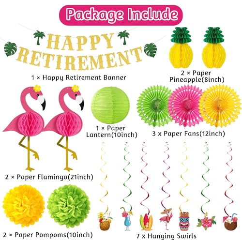 Retirement Party Decorations Men Women, Tropical Hawaiian Themed