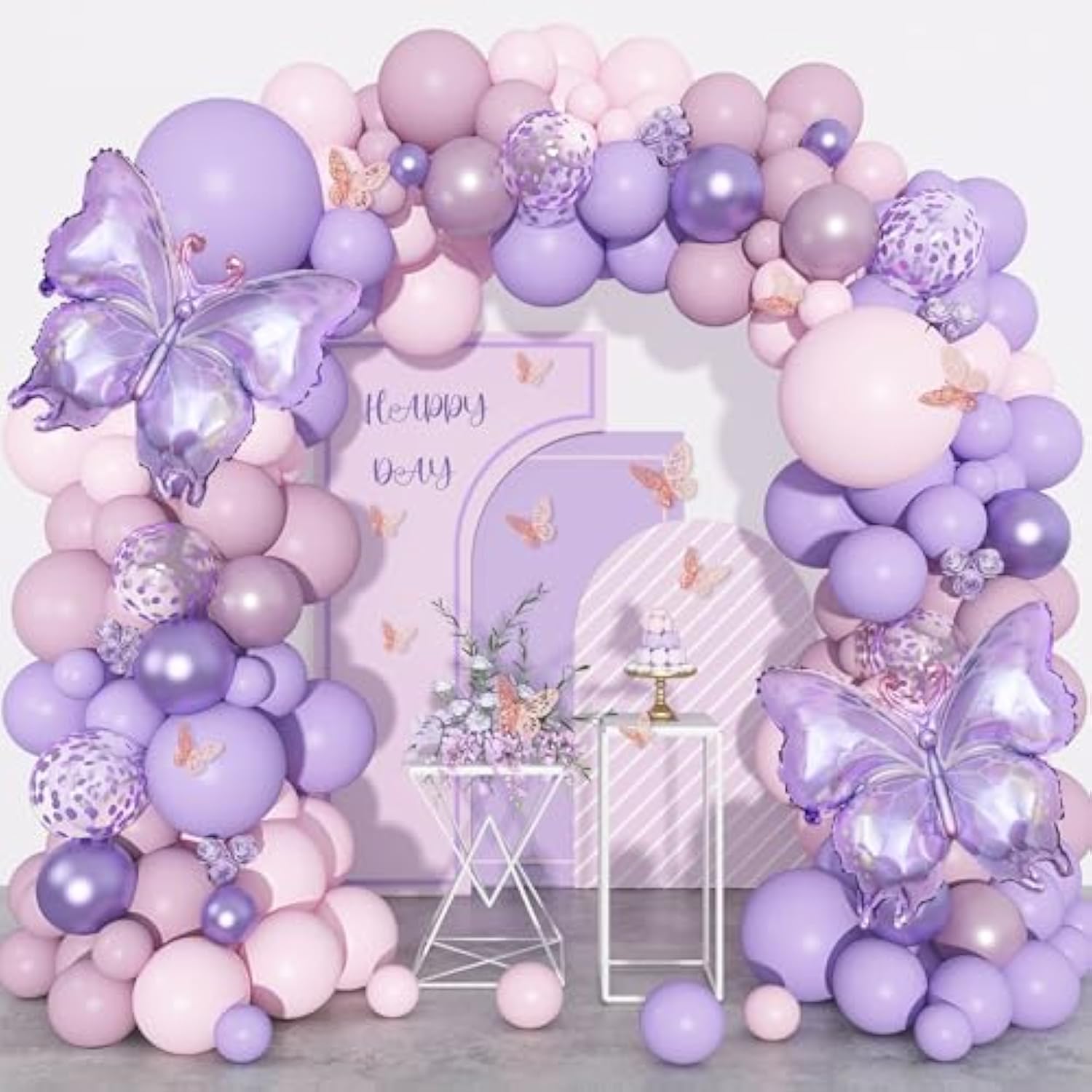 170Pcs Pink And Purple Butterfly Balloons Arch Garland Kit, Butterfly Birthday Decorations With Foil Butterflies Flower For Baby Shower Wedding Girls Party Bachelorette Party Supplies