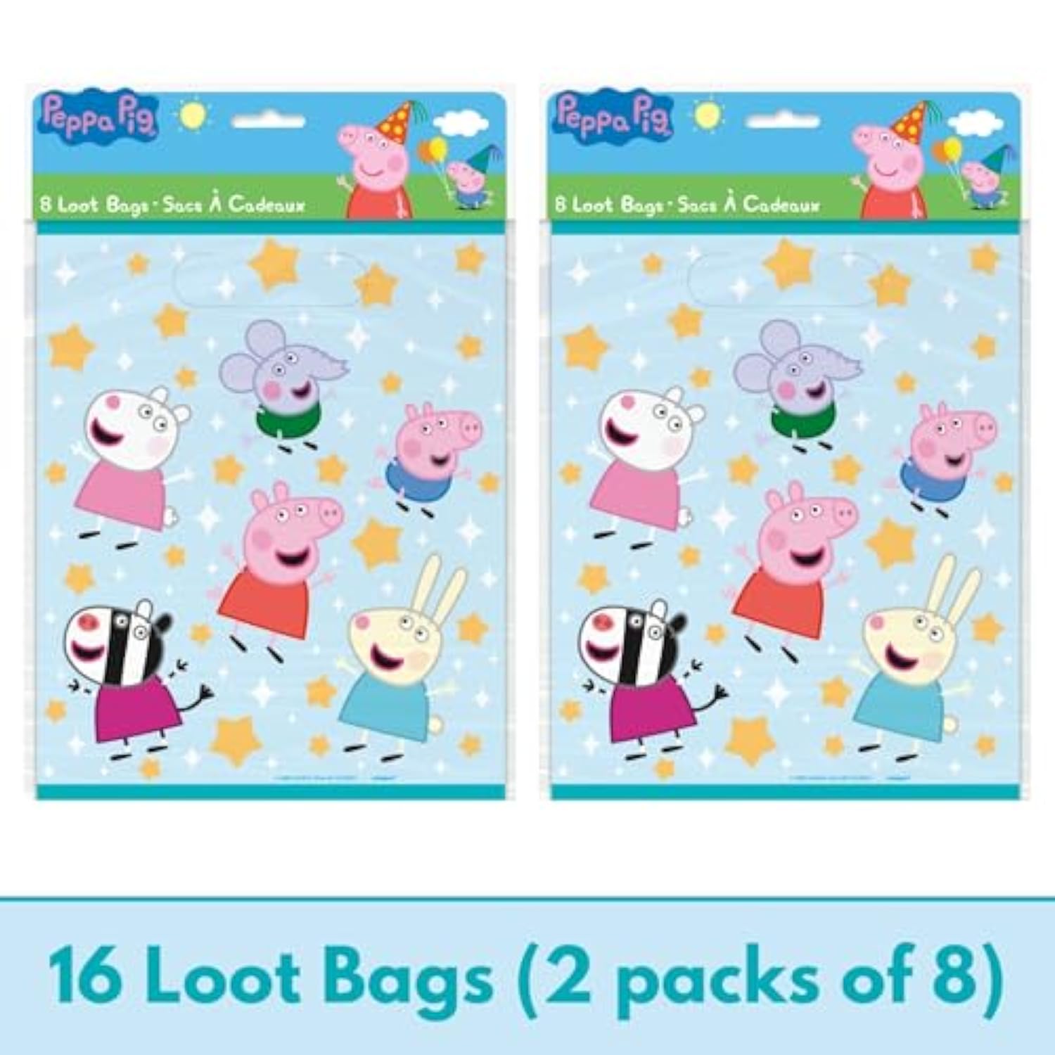 Unique Peppa Pig Party Favor Bags Pack - 16 Peppa Pig Goodie Bags, Checklist - Birthday Party Decorations, Birthday Party Supplies, Officially Licensed
