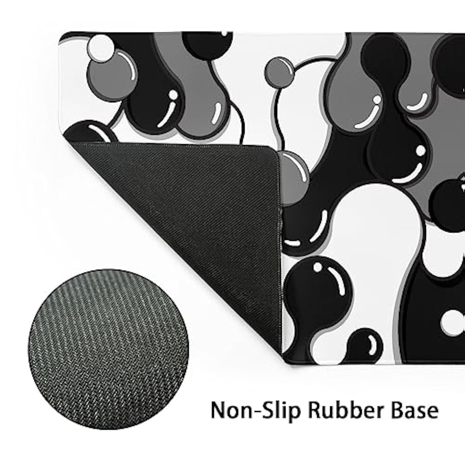 Black White Grey Mouse Pad Xl Anime Cool Geometric Japanese Extended Desk Mat 80X30Cm Nonslip Rubber Base Stitched Edge Large Mousepad For Desk Gaming Laptop Desktop,31.5×11.8 Inch