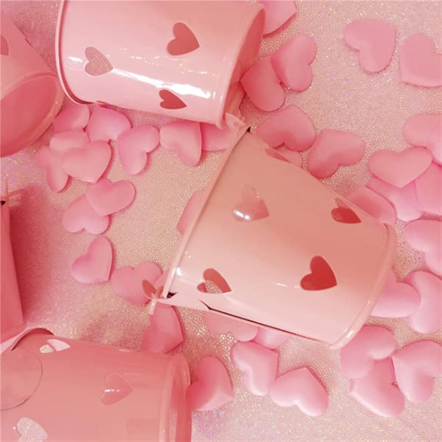 100 Pcs Love Heart Shaped Sponge Petals Handmade Diy Petal Birthday Table Wedding Party Supplies Decoration (Pink)