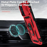 For Iphone 12 Mini Case With Slide Lens Cover, Hd Screen Protector, Military Grade Drop Protection, Magnetic Rotated Ring Holder Kickstand Phone Cases (Red)