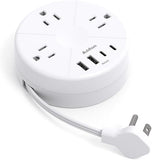 Cruise Approved Power Strip 3 Outlets 4 USB Ports 2 USB C 5FT Retractable Cord White