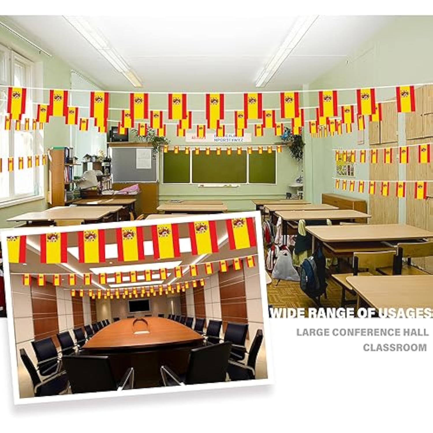 33 Ft Spain String Flag Pennant Banner: 30 Mini Flags for School, Party, or Sports