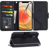 Case For 12 / 12 Pro 6.1 Inch Wallet Case Flip Cover With Card Holder And Wrist Strap For 12 / 12 Pro 6.1 Inch - Black