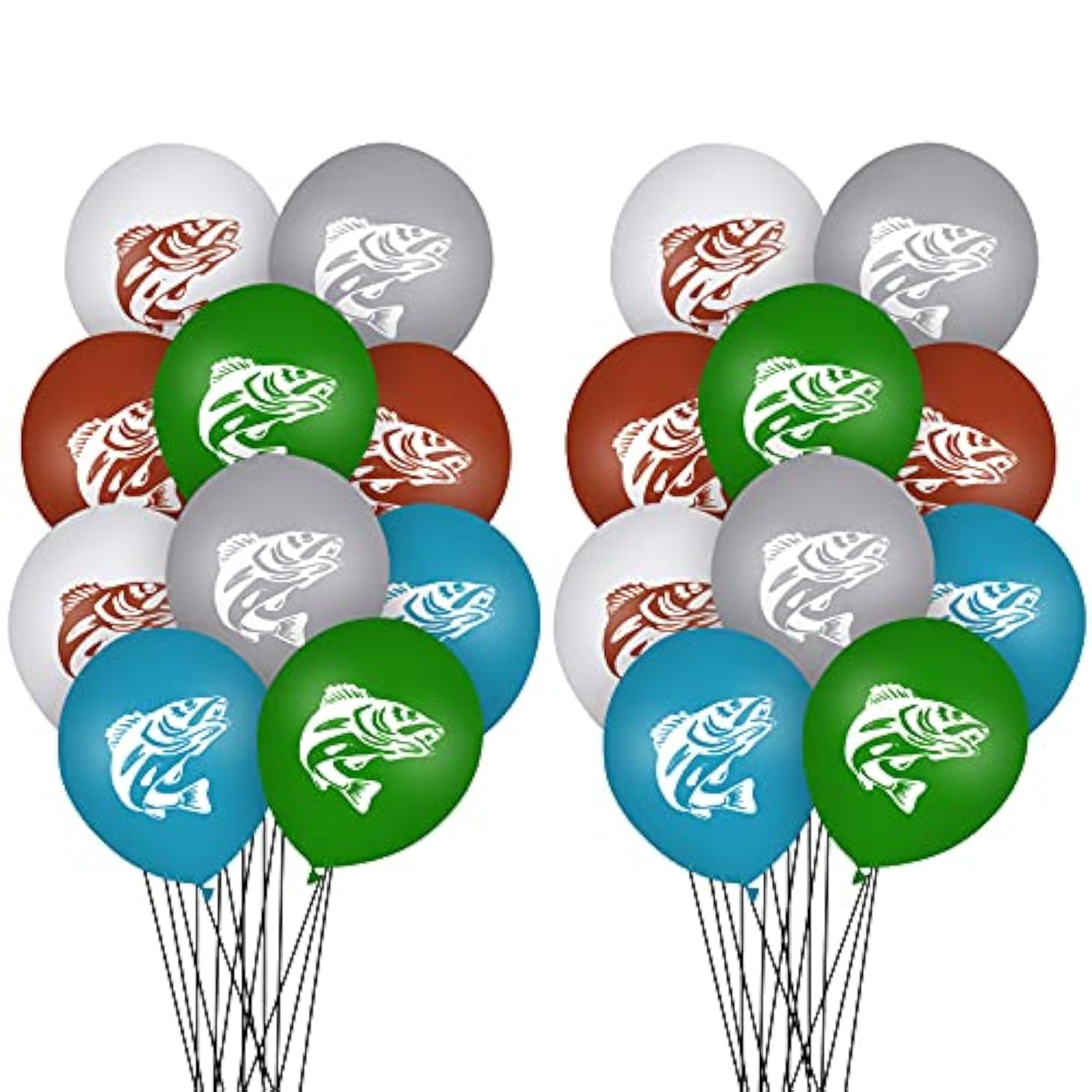 30 Pcs Bass Balloons Bass Fishing Party Decoration Balloons 12 Inches Latex Balloon For Baby Shower Gone Fishing Birthday Party Decorations