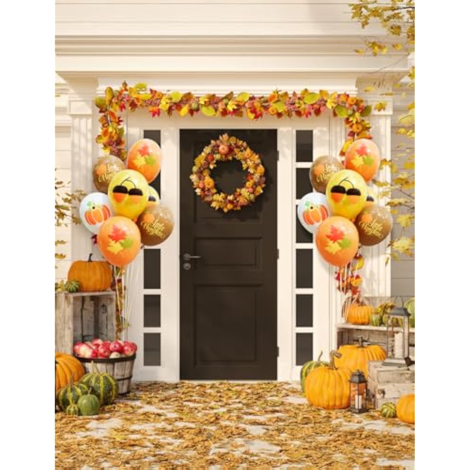 Fall Thanksgiving Balloons 12Inch Brown Gold Orange Latex Little Pumpkin Balloons for Party Decor