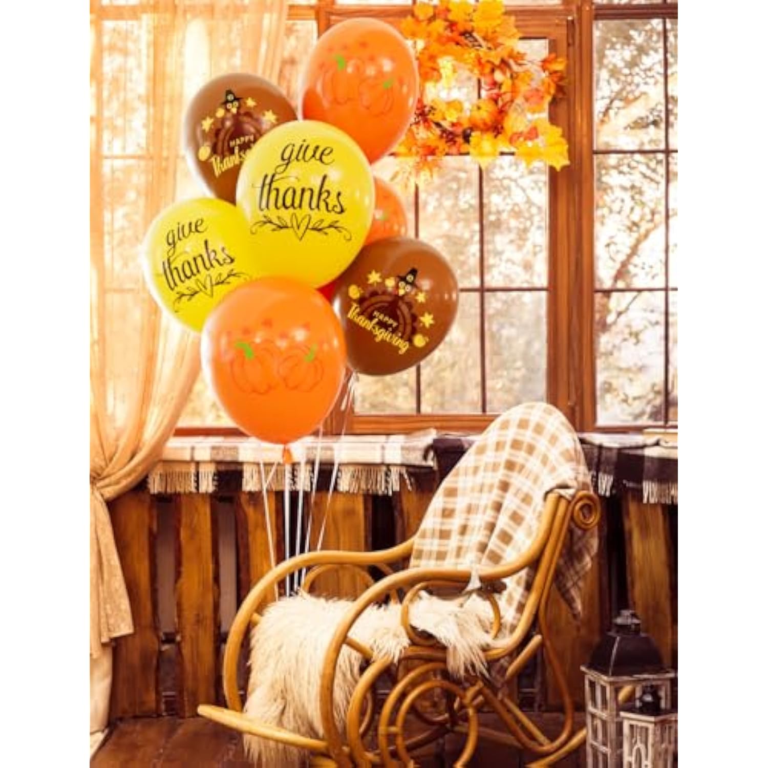 Thanksgiving Balloons Set 12Inch Brown Orange Yellow Latex Pumpkin Turkey Balloons for Fall Party Decor