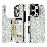 Floral Flip Wallet Case Compatible with iPhone 16 Pro 6.3 inch Green