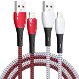 iPhone Charger 2-Pack 6Ft MFi Nylon Lightning Cable Fast Charging Red White