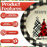 50 Count Christmas Oval Paper Plates Xmas Tree Buffalo Plaid Disposable Platters 10 X 12 Inch Merry Christmas Plates Dinnerware Serving Tray For Holiday Dinner Party Supplies