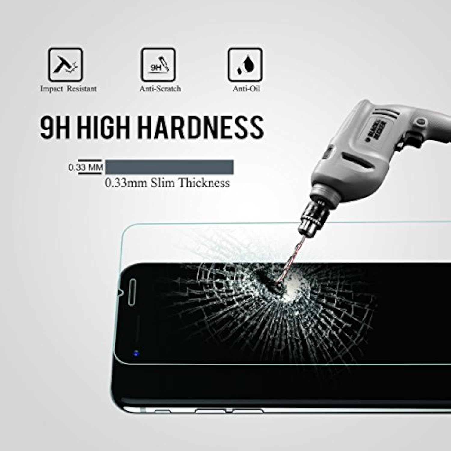3-Pack 5.5 Inch Tempered Glass Screen Protector for iPhone 6-8 Plus Case Friendly