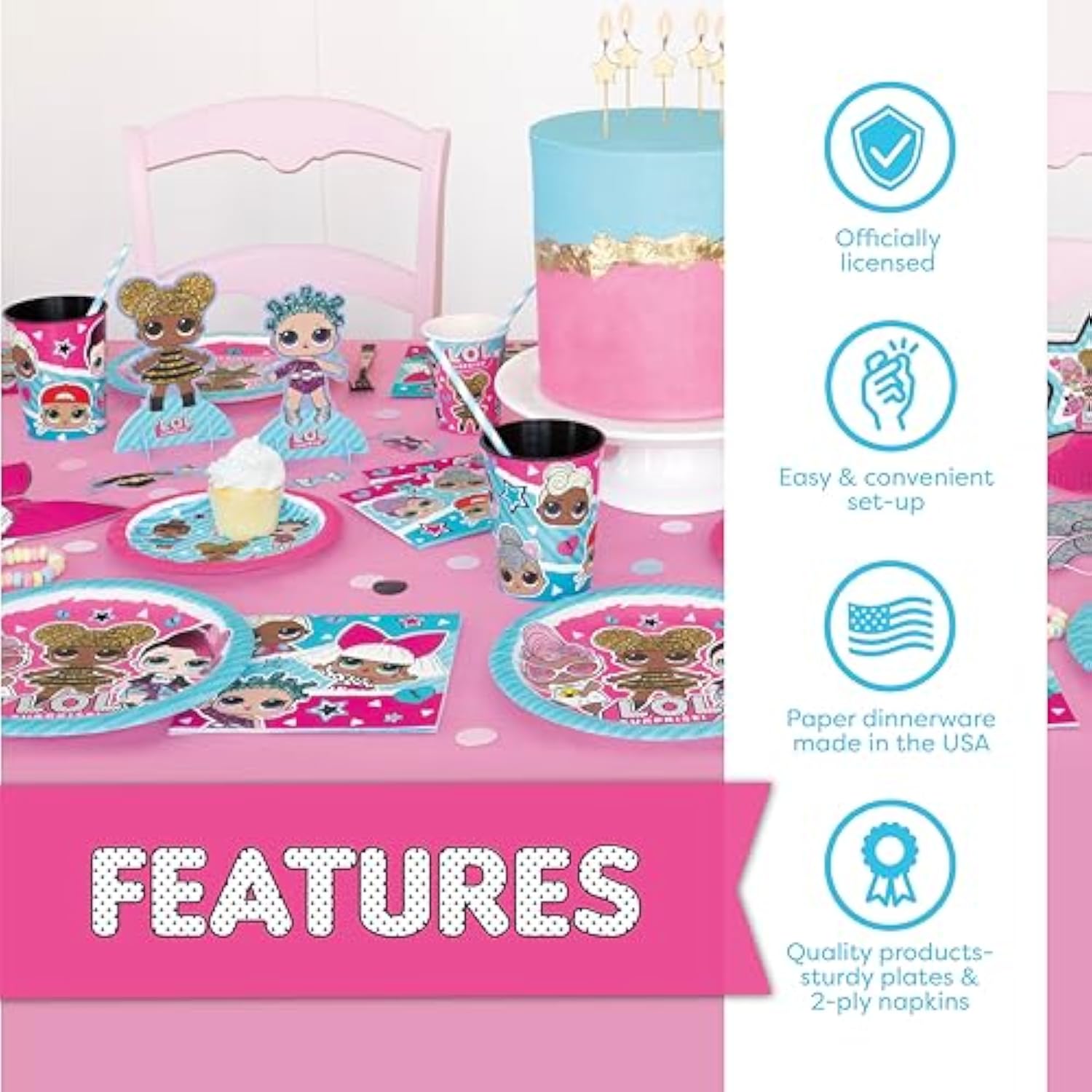 Unique LOL Birthday Party Decorations | LOL Surprise Birthday Party Supplies | LOL Party Supplies Birthday | For Girls Birthday | With LOL Banner, LOL Tablecloth, LOL Balloons, LOL Plates, LOL