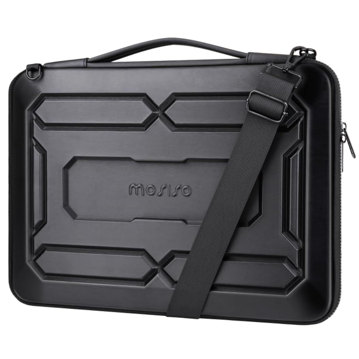 MOSISO 15.6 inch Hard Shell Laptop Sleeve Shoulder Bag, Waterproof Shockproof Protective EVA Computer Bag Carrying Case Compatible with MacBook Pro 16, 15-16 inch Lenovo, HP, Dell, Notebook, Black