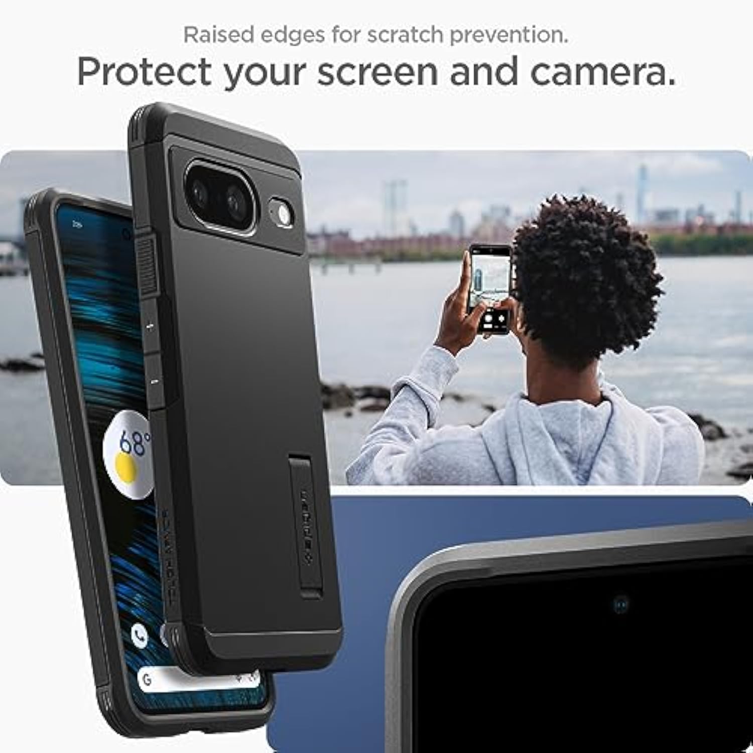 Spigen Tough Armor Designed for Pixel 8 Case (2023) [Kickstand] [Military-Grade Protection] - Black