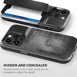 VENA vCommute Wallet Case Compatible with Apple iPhone 14 Pro (6.1"-inch), (Military Grade Drop Protection) Flip Leather Cover Card Slot Holder with Kickstand - Black Slate