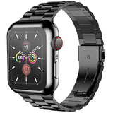 Compatible With Apple Watch Bands 44Mm Series 6 5 4 Se, Upgraded Stainless Steel Band With Iwatch Screen Protector Case For Men Women Black/Black