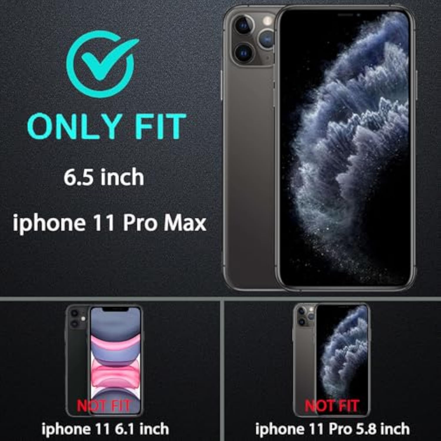 For Iphone 11 Pro Max Case, Military Grade 3 In 1 Heavy Duty Shockproof/Drop Proof/Dust Proof Case With 2Pcs Tempered Glass Screen Protector (Black/Grey)