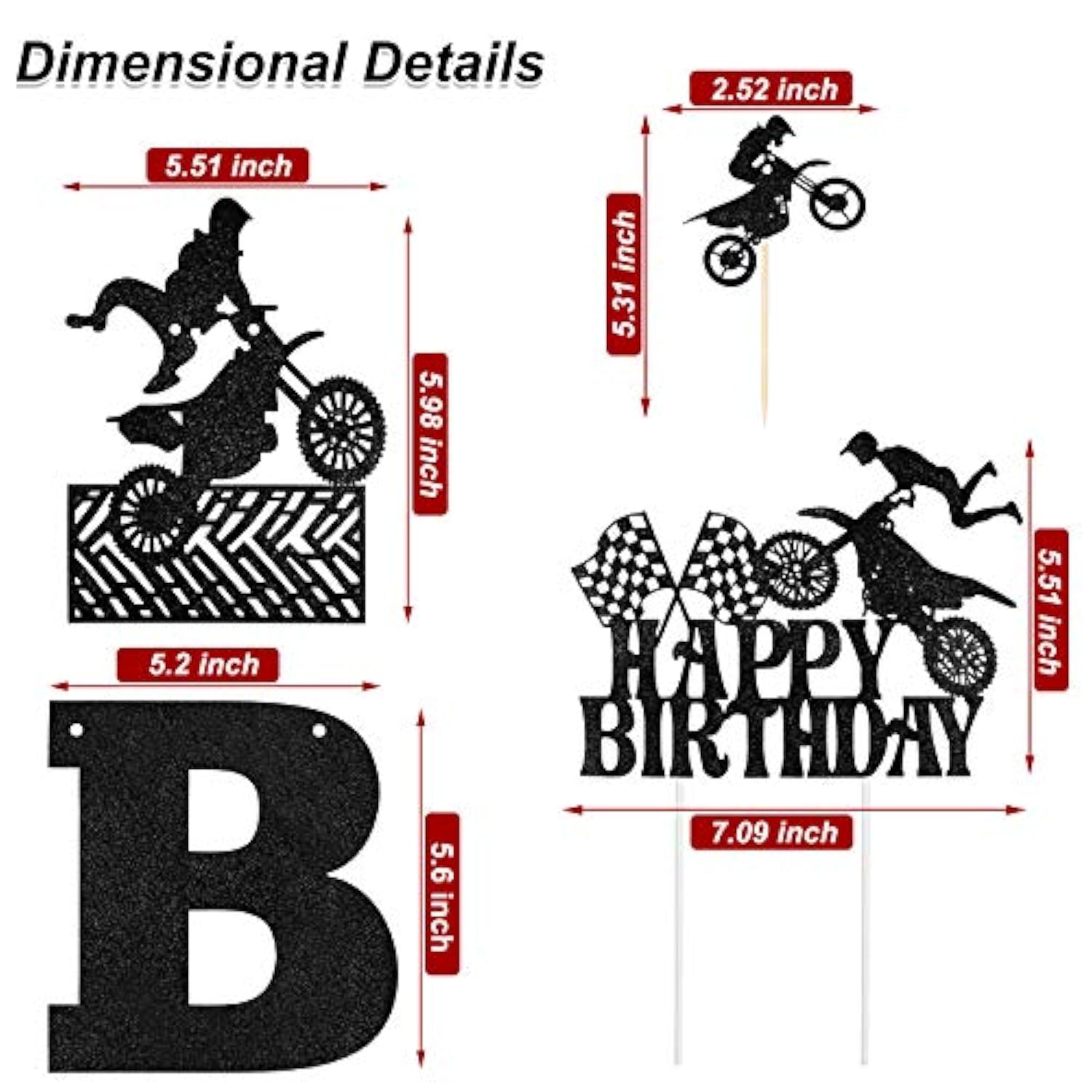 20-Pc Dirt Bike Party Set Banner & Cake Toppers for Motocross Theme