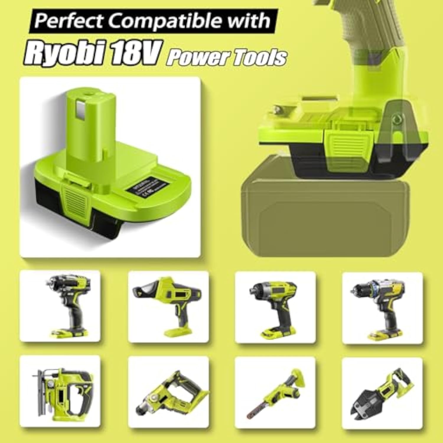 Battery Adapter Use For Ryobi 18V Tools, Convert For Makita 18V Battery To For Roybi 18V Tools Use