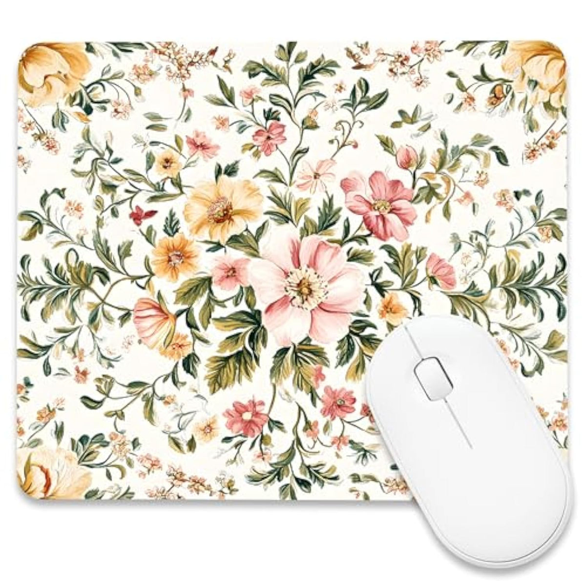 Square Mouse Pad Vintage Floral Mouse Mat Small Office Mouse Mat Non-Slip Rubber Base Computer Mouse Pads Suitable For Office Laptops 7.9" X9.5”